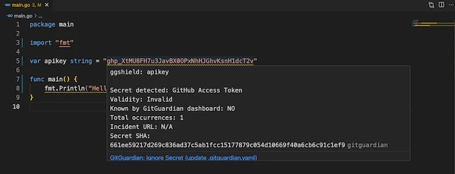 GitGuardian extension in Visual Studio Code