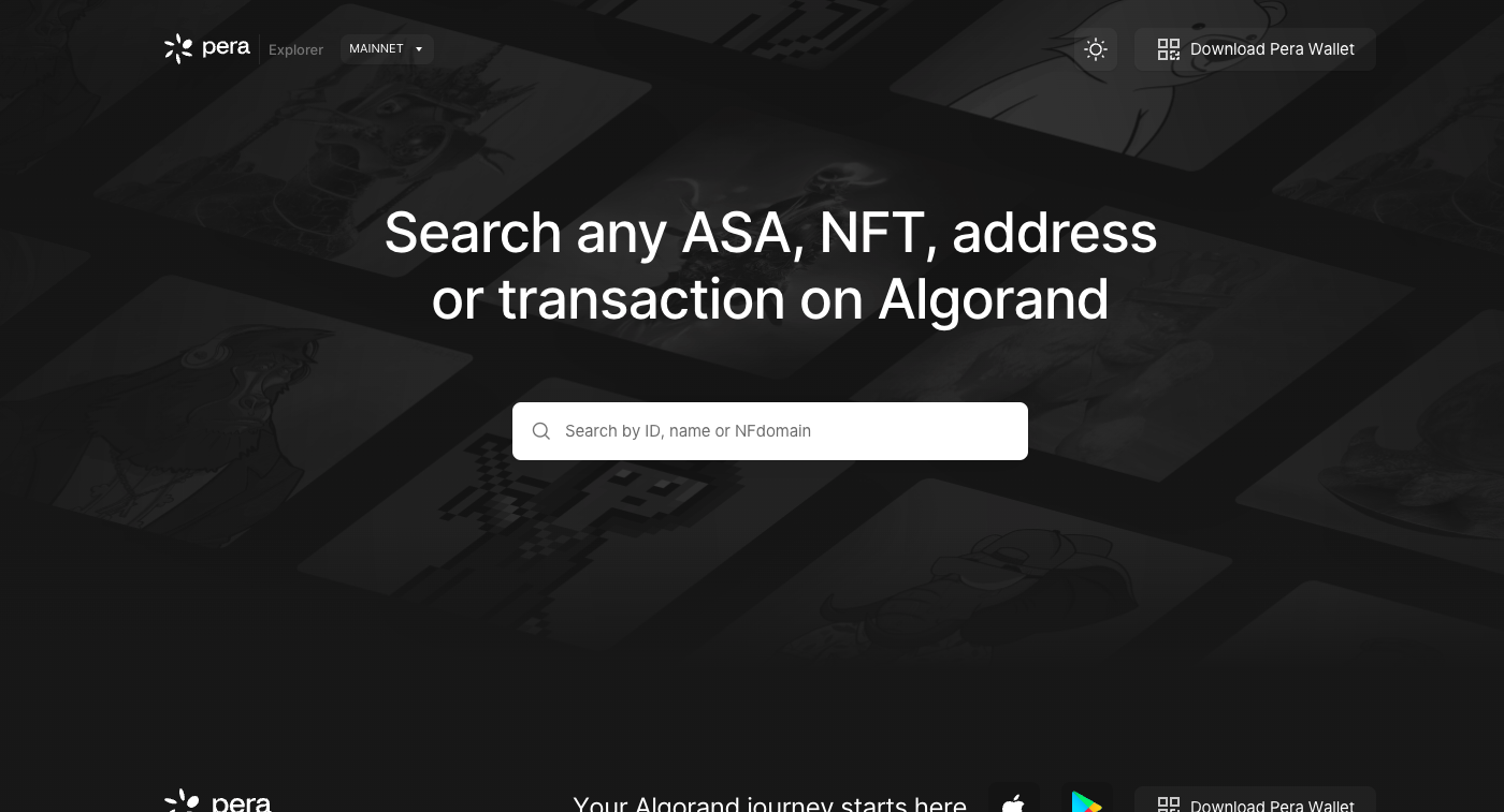 Algorand explorer with search functionality