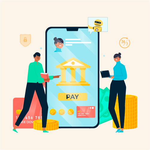 Mobile banking fintech app illustration