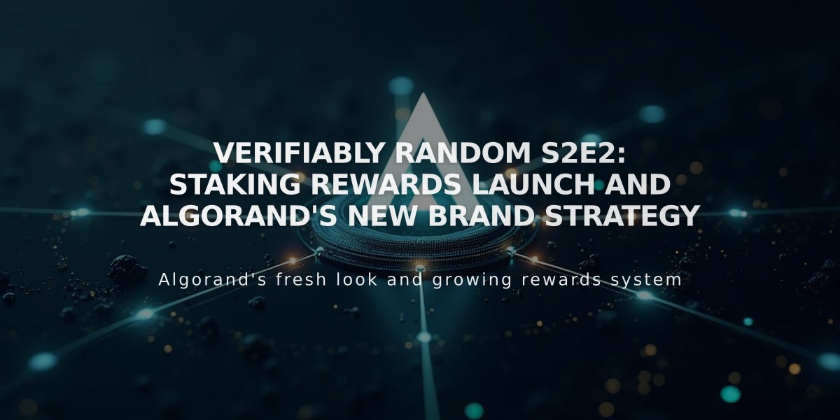 Verifiably Random S2E2: Staking Rewards Launch and Algorand's New Brand Strategy